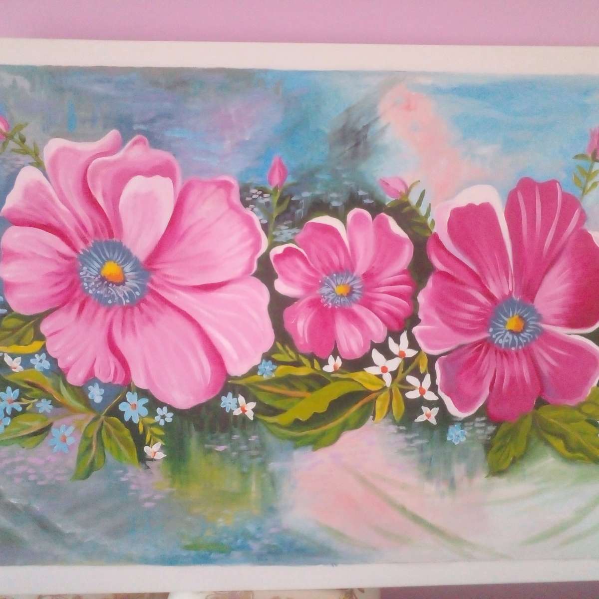 Tableau floral peinture lhuile sur toile