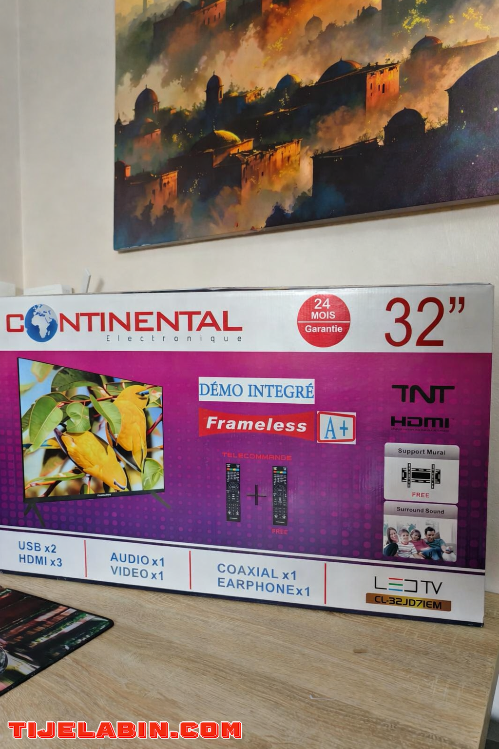 Télévision 32P Simple +Démo Intégrer+support Marque Continental