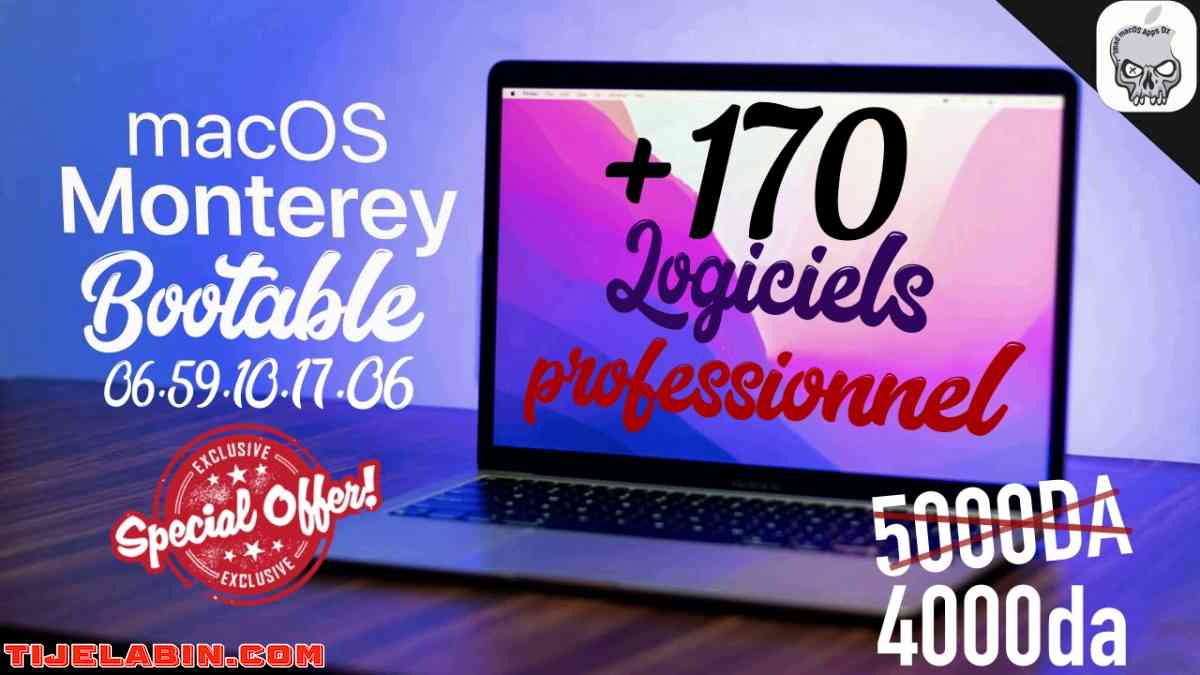 macOS Monterey Systéme Bootable sur clé USB 32GB + 170 Logiciels Professionnel Bonus - Beni Messous, Alger - Tijelabin