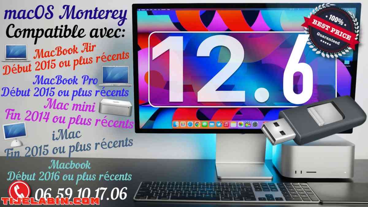 macOS Monterey Systéme Bootable sur clé USB 32GB + 170 Logiciels Professionnel Bonus - Beni Messous, Alger - Tijelabin