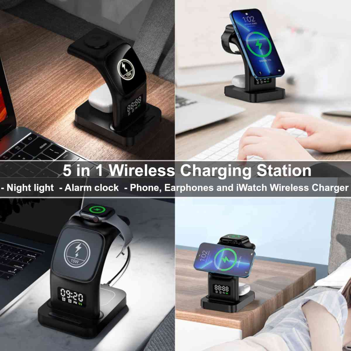 محطة شحن لاسلكية 5 في 1 مع منبه مغناطيسي متوافقة مع MagSafe - Bordj El Kiffan, Alger