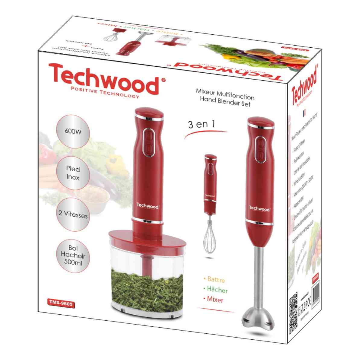 خلاط يدوي 3في1 600واط 500مل Techwood TMS9600خلاط يدوي 3 في 1 - Alger Centre, Alger - Tijelabin