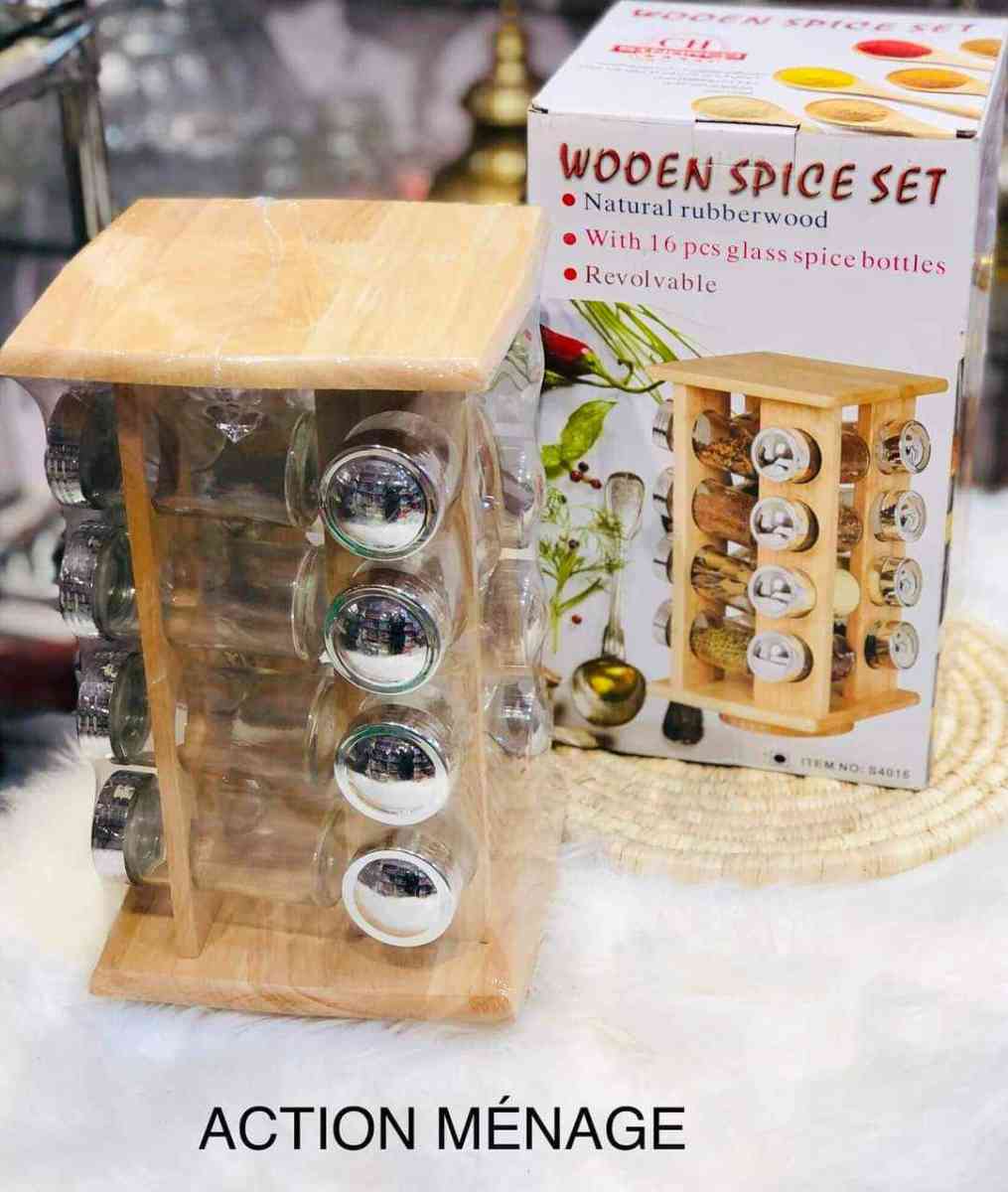 حاملة بهاراتWOOEN SPICE SETمصنوعة من الخشب الطبيعي الجيد - Ain Turk, Oran - Tijelabin