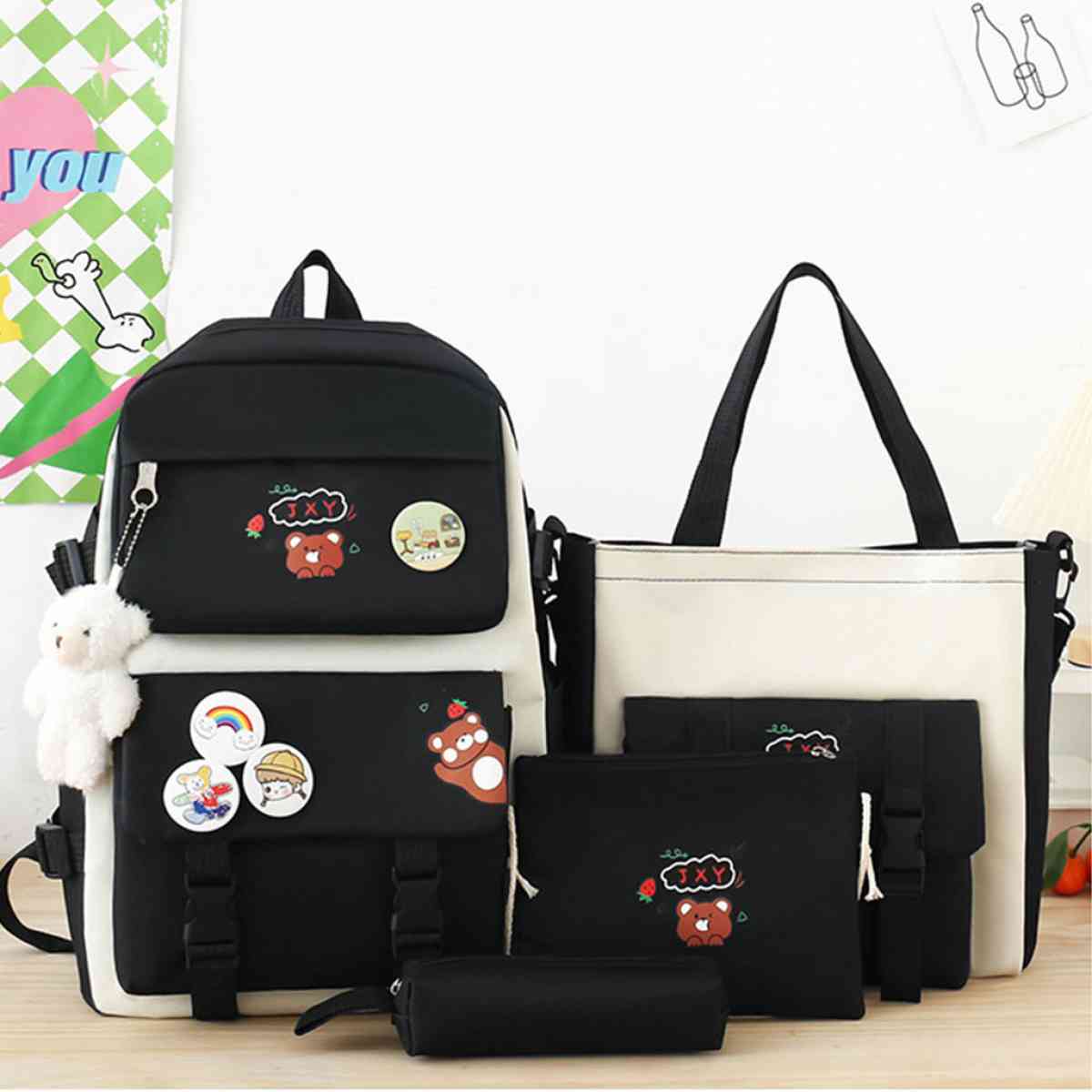 Ensemble Sac  dos Kawaii 4 pices joli sac  dos pour lcole