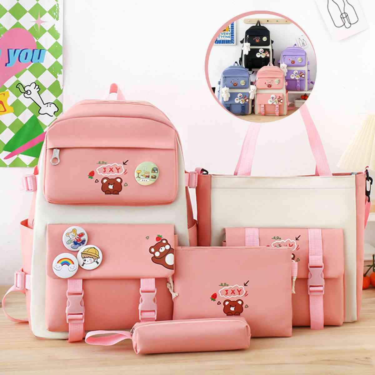 Ensemble Sac  dos Kawaii 4 pices joli sac  dos pour lcole - Bouinan, Blida - Tijelabin
