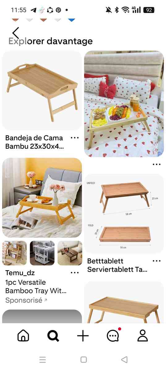 طاولة الفراش من الحطب table de lit en bois - Bordj El Bahri, Alger - Tijelabin