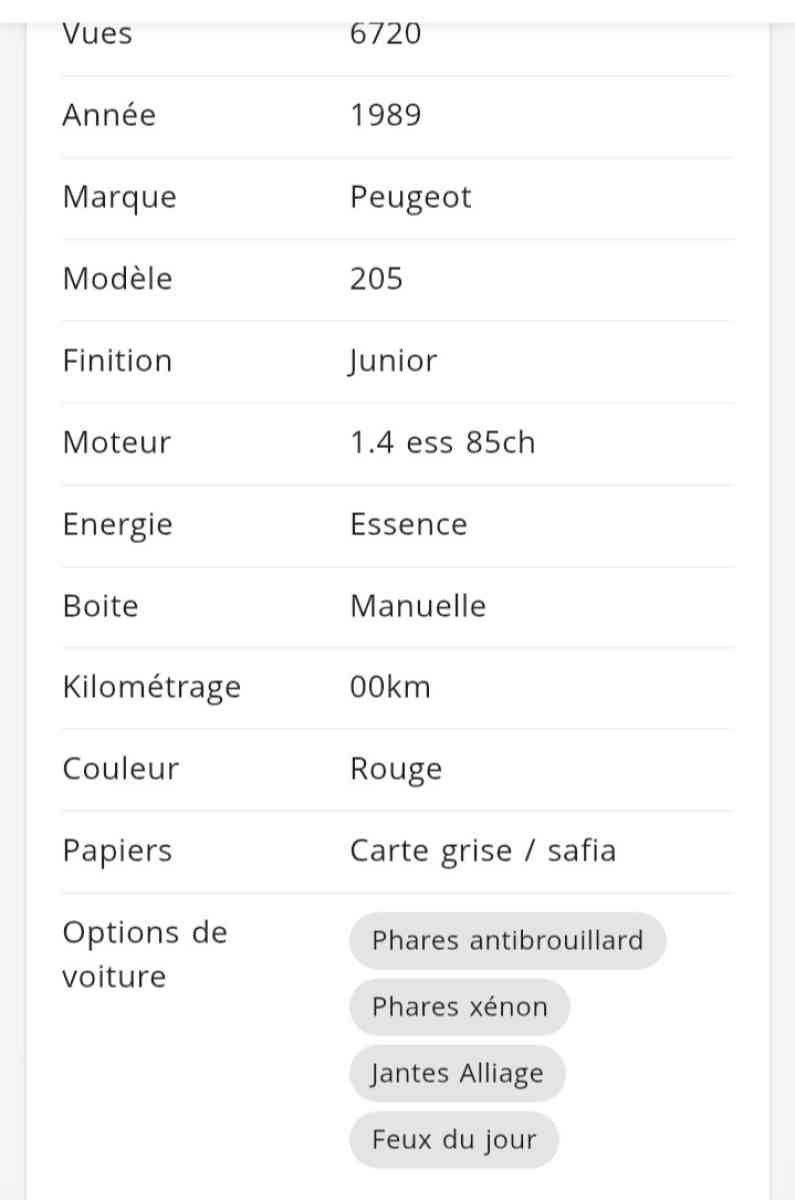 Peugeot 205 junior - Bologhine, Alger - Tijelabin