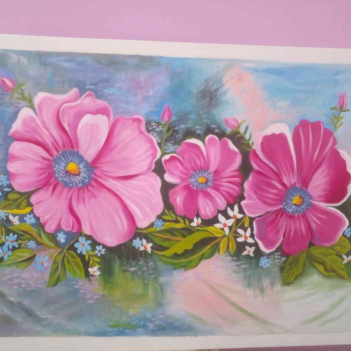 Tableau floral peinture lhuile sur toile - El Biar, Alger
