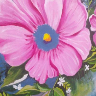 Tableau floral peinture lhuile sur toile - Thumbnail 4